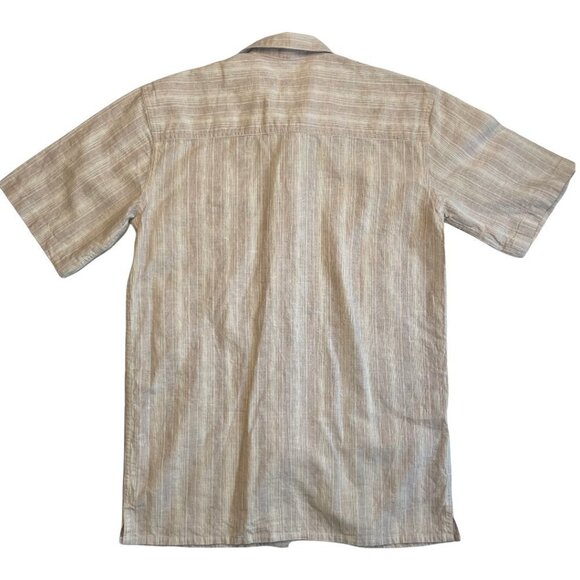 Bruno Size Small Short Sleeve Striped Washable Linen Casual Button Down … - Picture 7 of 12
